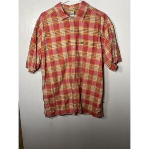 The North Face Red Yellow Plaid Mens Button Down Shirt A5 Series Size XL Hiking
